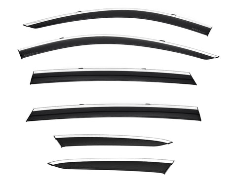 Taped-on window deflectors For Acura MDX 2022+ with Chrome Trim 6 pc set