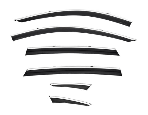 Taped-on window deflectors For Acura TLX Sedan 2021+ With Chrome Trim 6pc set