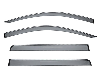 Taped-on window deflectors For Chevrolet Silverado - GMC Sierra Crew Cab 2019-2025 with Chrome Trim