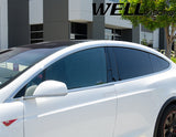 Taped-on window deflectors For Tesla Model X 2016+ Full Chrome 8pc set