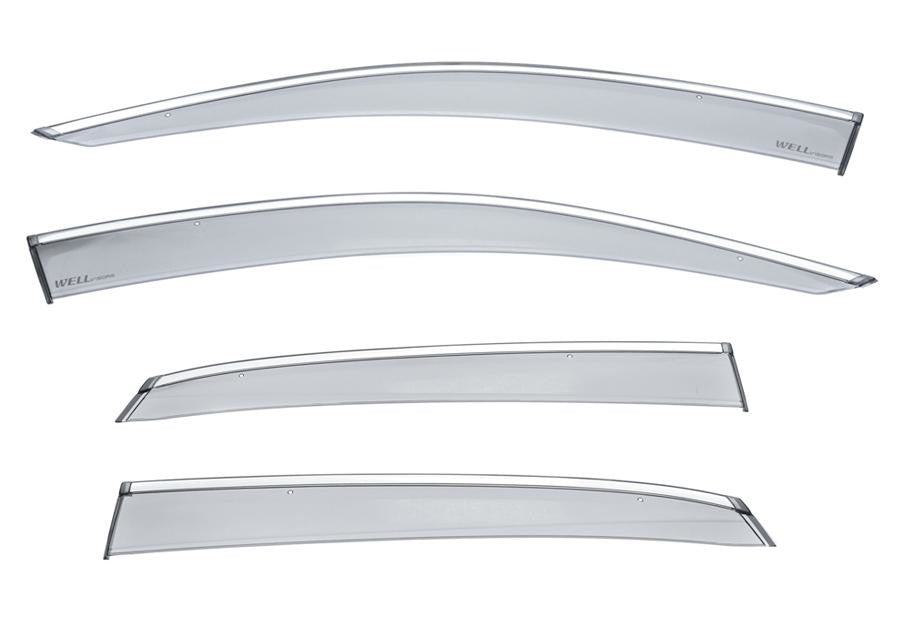 WellVisors Side Window Deflectors – Honda Civic Coupe 2016-2020 – Smoke With Chrome Trim