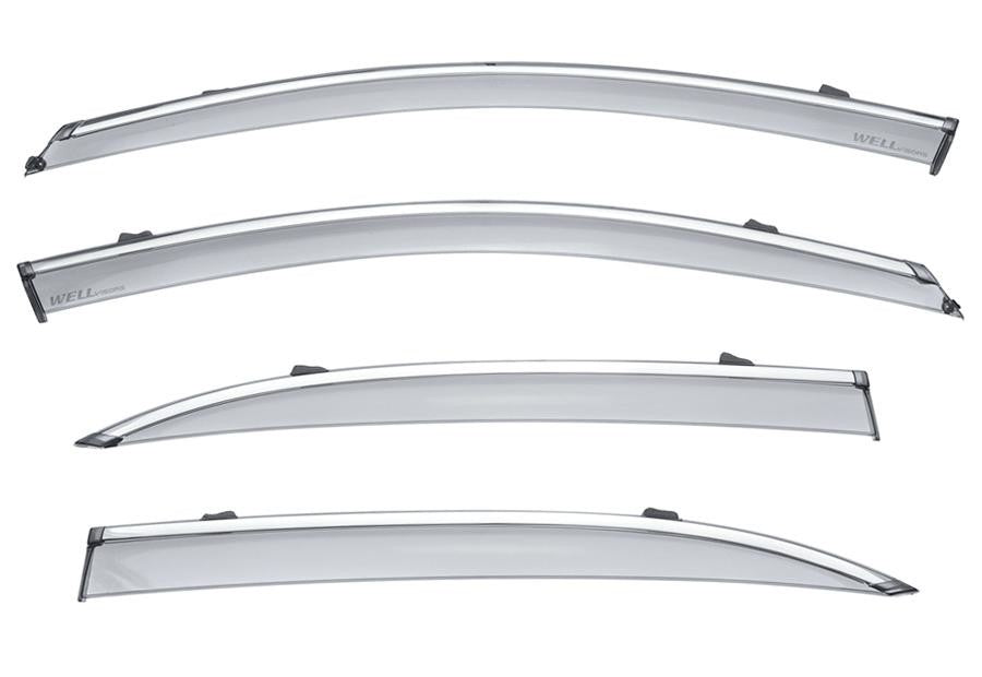 Taped-on window deflectors For Mercedes Benz W205 C300 C400 C-Class 15-21  Sedan with Chrome Trim